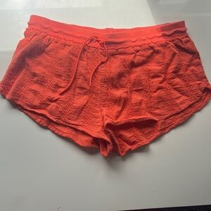 Victoria Secret, Orange/Salmon textured shorts, adjustable waist, Size S/P